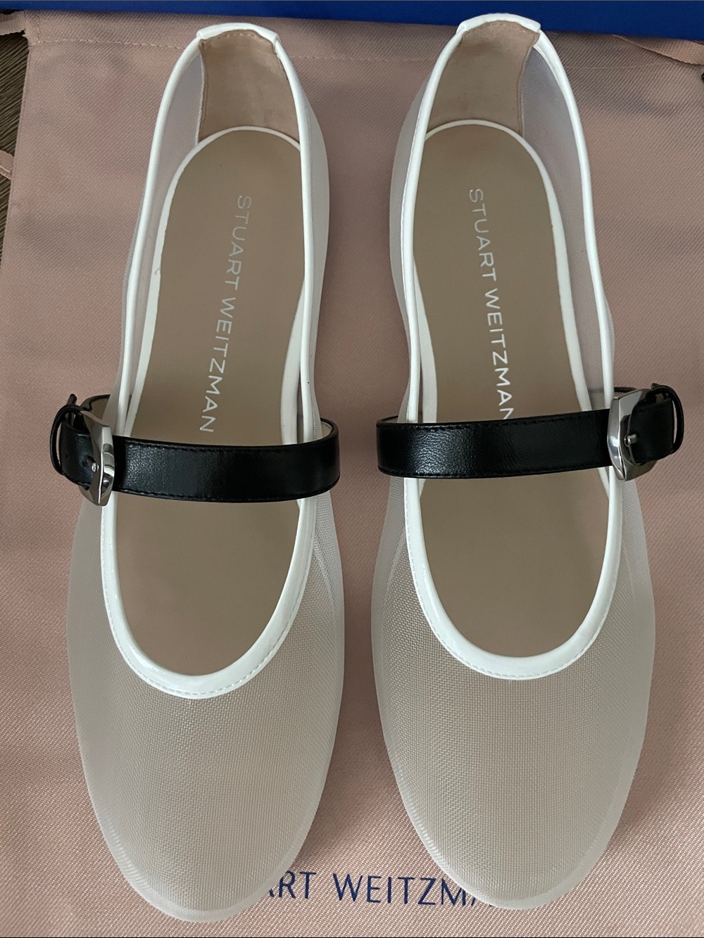 Stuart Weitzman White and Black Mary Jane Flats - Picture 6 of 7